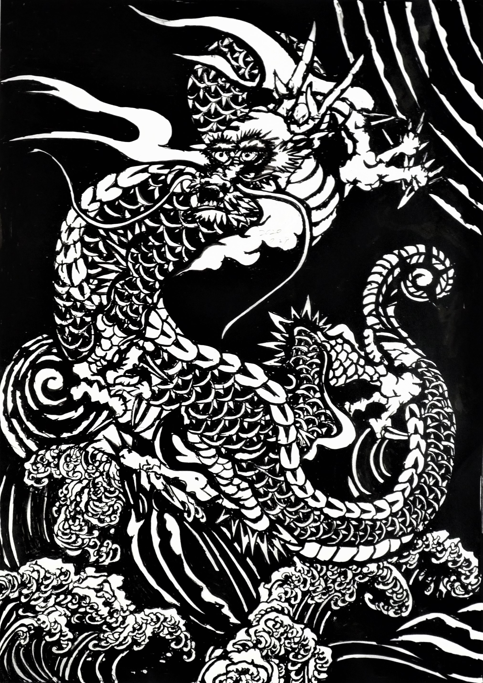 龍図編 踊龍 ー6 | 切り絵Tシャツネット販売